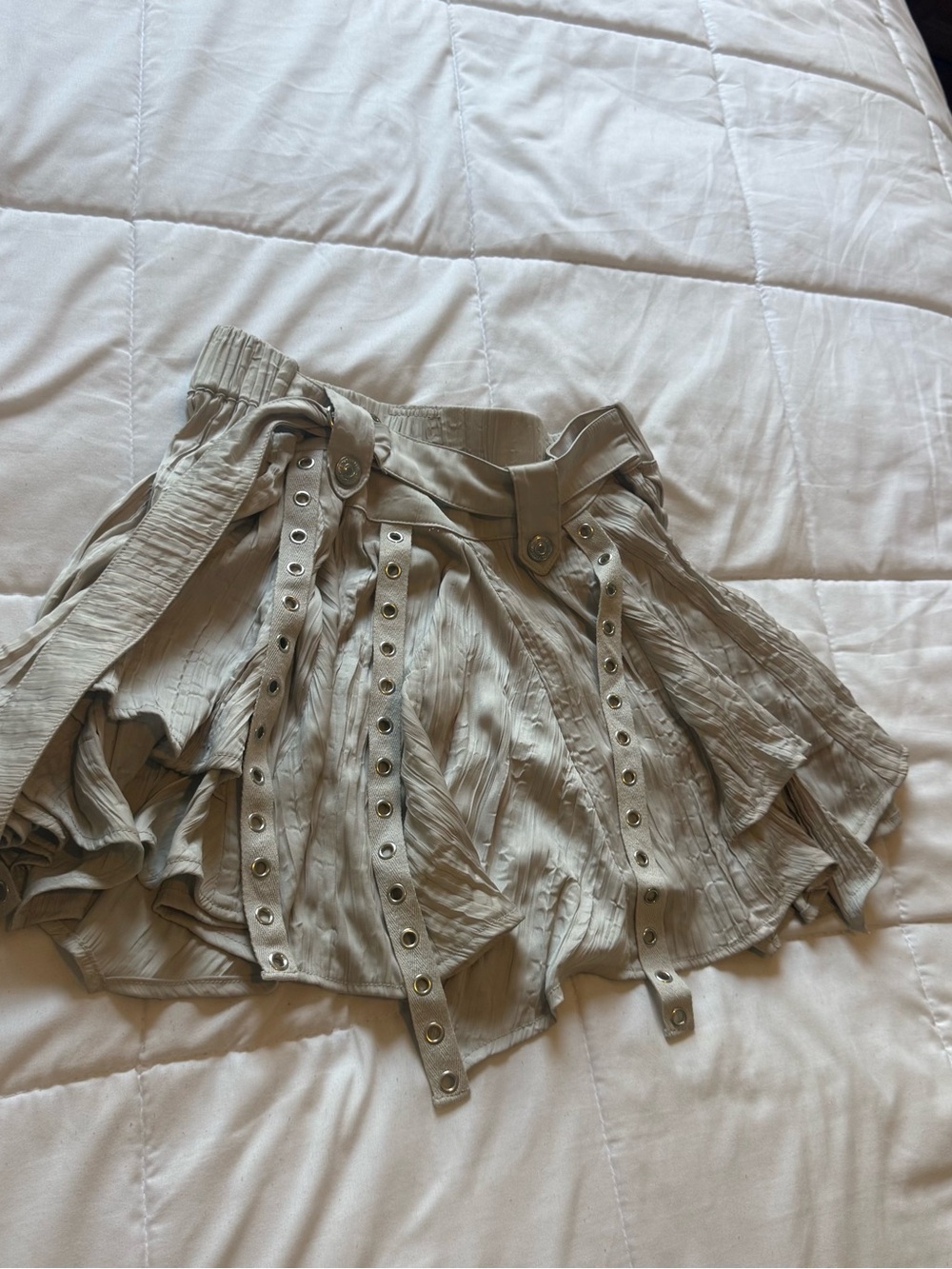 Free People Light Gray Layered Mini Skirt with Belt Detail - Picture 5 of 6